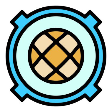 Kanalizasyon kapağı simgesi renk ana hatları vektörü