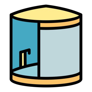 Duş banyosu ikonu renk ana hatları vektörü