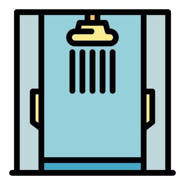 Duş kabartma iç simge renk ana hatları vektörü