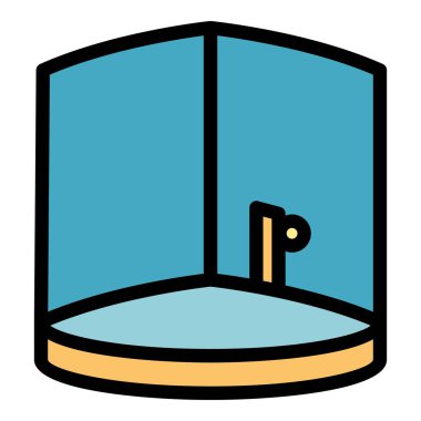 Köşedeki duş durağı simgesi renk ana hatları vektörü