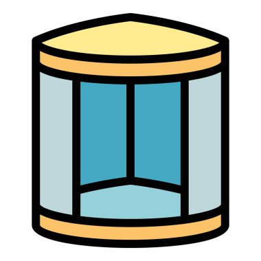 Köşe duşu kabin simgesi renk ana hatları vektörü