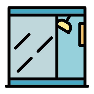 Modern duş durağı simgesi renk ana hatları vektörü