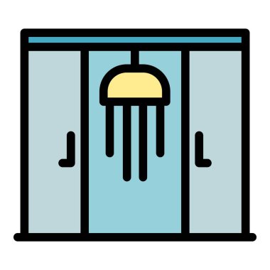 Tuvalet kabini simge rengi ana hatları vektörü