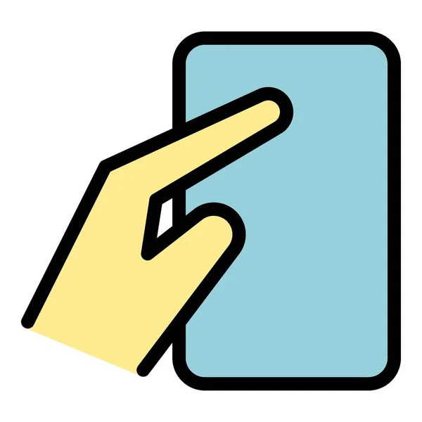 Swiping on smatphone icon color outline vector — ストックベクタ