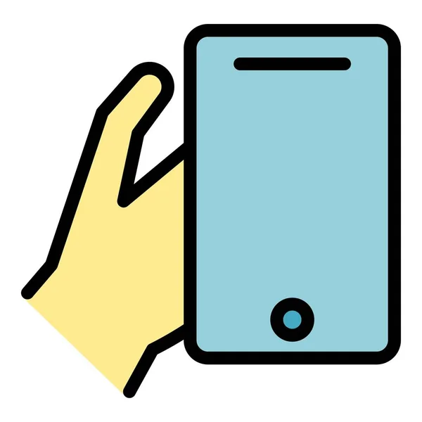 Smartphone business icona colore contorno vettoriale — Vettoriale Stock