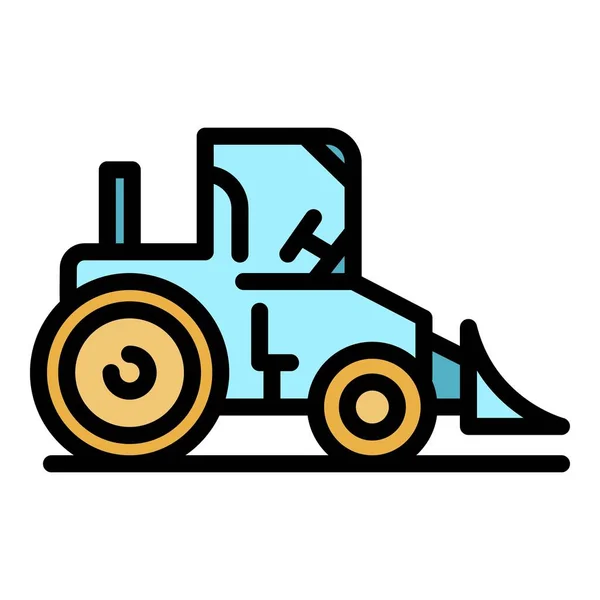 Builder excavator icon color outline vector — Vetor de Stock