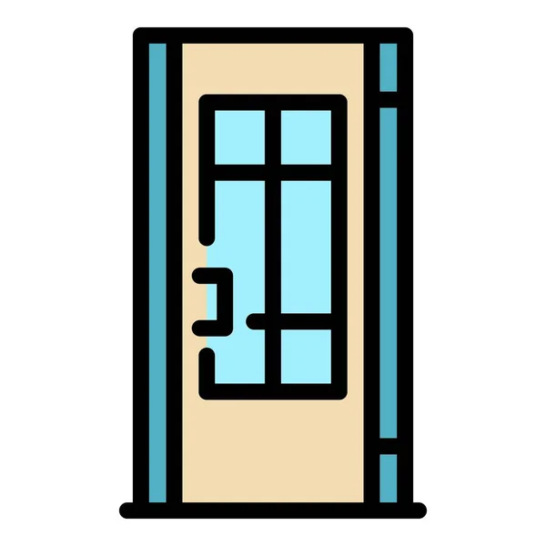 Haus Tür Symbol Farbe Umrissvektor — Stockvektor