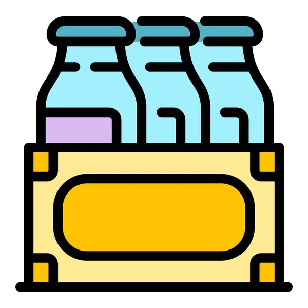 Negozio latte casella icona colore contorno vettore — Vettoriale Stock