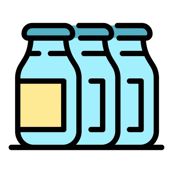 Glazen melkflessen pictogram kleur omtrek vector — Stockvector