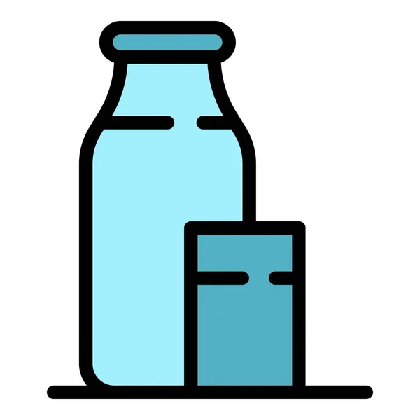 Home melk fles pictogram kleur overzicht vector — Stockvector