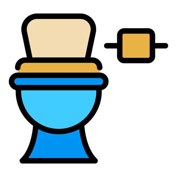 Toilet with paper icon color outline vector — ストックベクタ