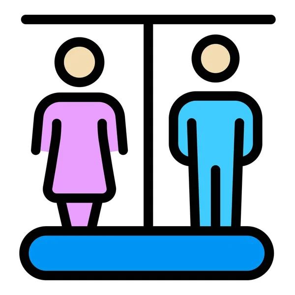 Γυναίκα άνθρωπος τουαλέτα εικονίδιο χρώμα διάνυσμα περίγραμμα — Διανυσματικό Αρχείο