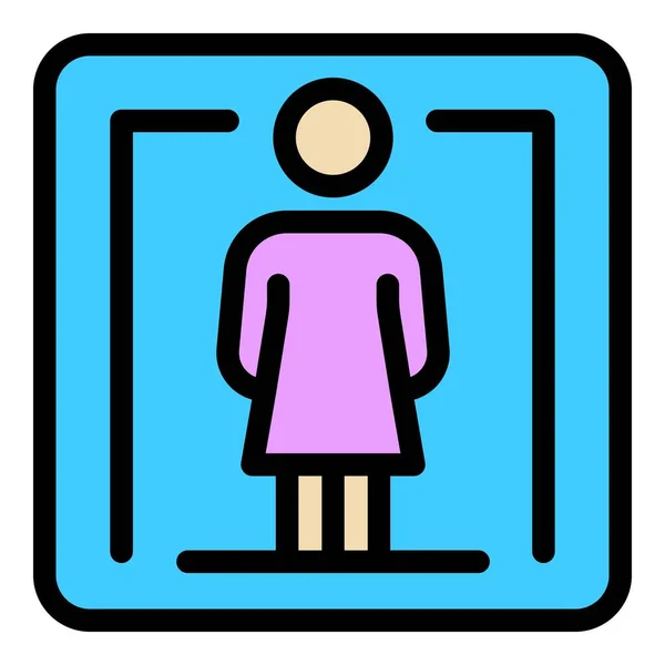 Vrouw toilet teken pictogram kleur overzicht vector — Stockvector