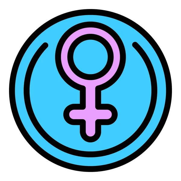 Φύλο wc γυναίκα σύμβολο εικονίδιο χρώμα διάνυσμα περίγραμμα — Διανυσματικό Αρχείο