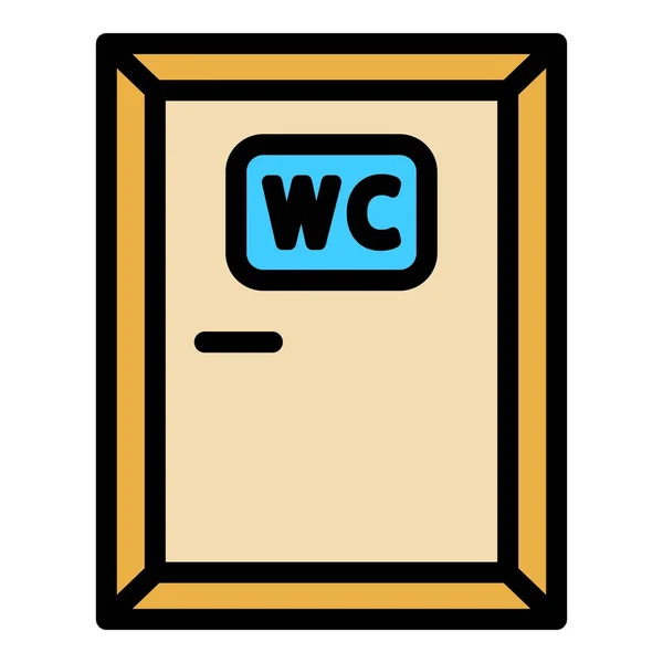 Wc houten deur pictogram kleur omtrek vector — Stockvector