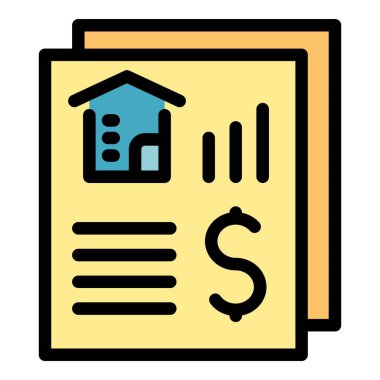 Satış evi belgeleri ikonu renk ana hatları vektörü