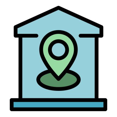 Ev GPS konum simgesi renk ana hatları vektörü
