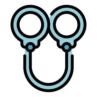 Polis kelepçesi simgesi renk ana hatları vektörü