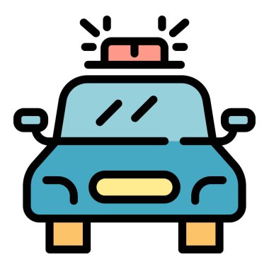 Polis arabası simgesi renk ana hatları vektörü