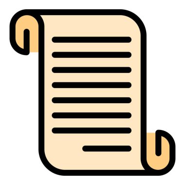 Yetki kağıdı simgesi renk ana hatları vektörü