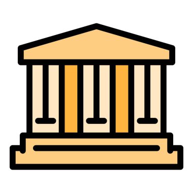 Yetki evi simgesi renk ana hatları vektörü