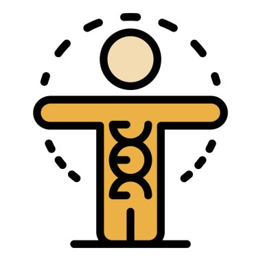 İnsan genleri simgesi renk ana hatları vektörü