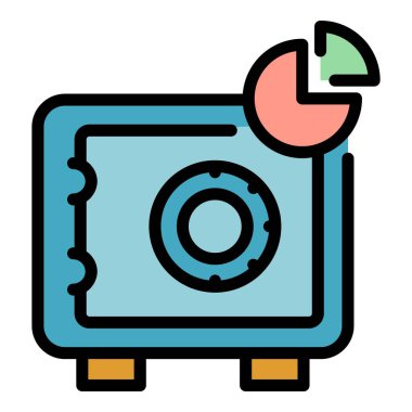 Güvenli kutucuk pasta simgesi renk ana hatları vektörü