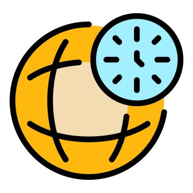 Genel çalışma saatleri simge rengi ana hatları vektörü