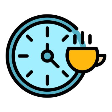 Öğle yemeği saati simgesi renk ana hatları vektörü