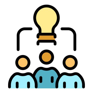 Kalabalık işbirliği simgesi renk ana hatları vektörü