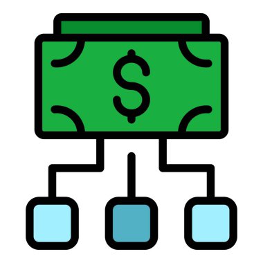 Dolar katkısı simgesi renk ana hatları vektörü
