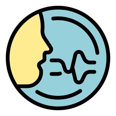 İnsan ses tanıma simgesi renk ana hatları vektörü