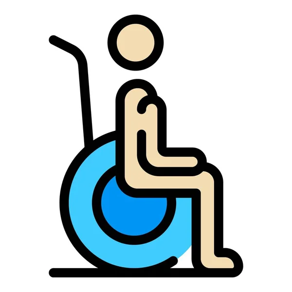 Cadeira de rodas wc ícone cor contorno vetor — Vetor de Stock