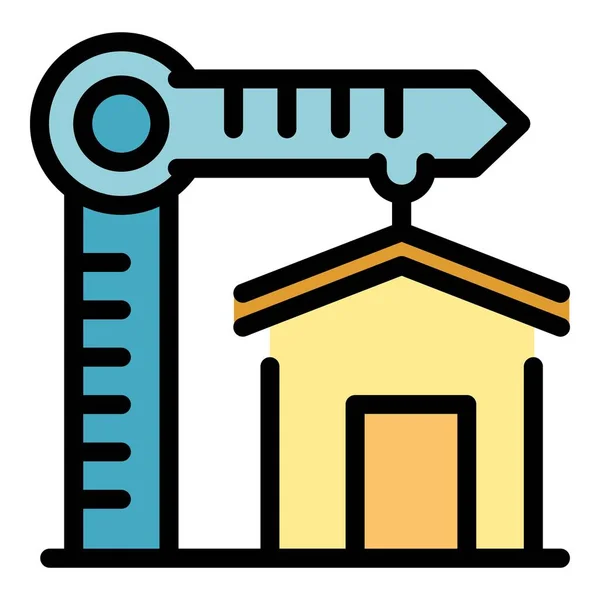 Budynek domu żuraw ikona kolor zarys wektor — Wektor stockowy