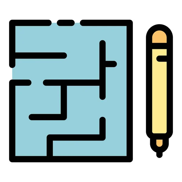 Building plan icon color outline vector — 스톡 벡터