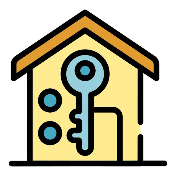 Σπίτι ασφαλισμένο εικονίδιο κλειδαριά διάνυσμα περίγραμμα χρώμα — Διανυσματικό Αρχείο