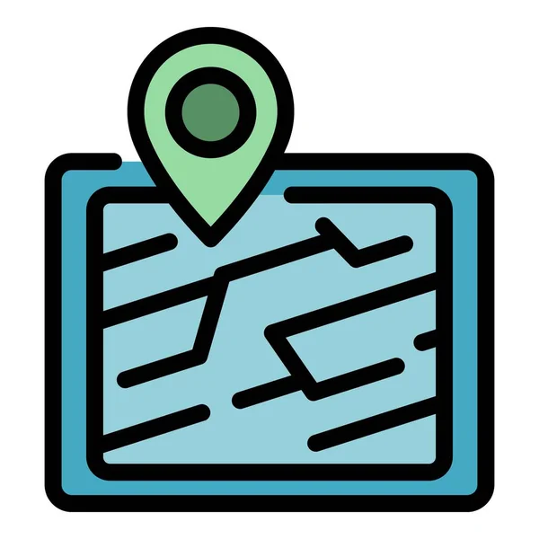 Tableta gps ubicación icono color contorno vector — Vector de stock