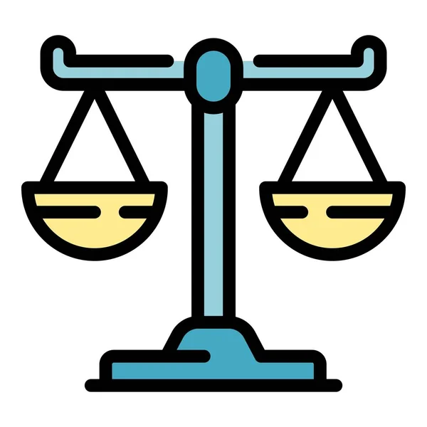 Gerechtigkeitsskala Symbol Farbe Umrissvektor — Stockvektor