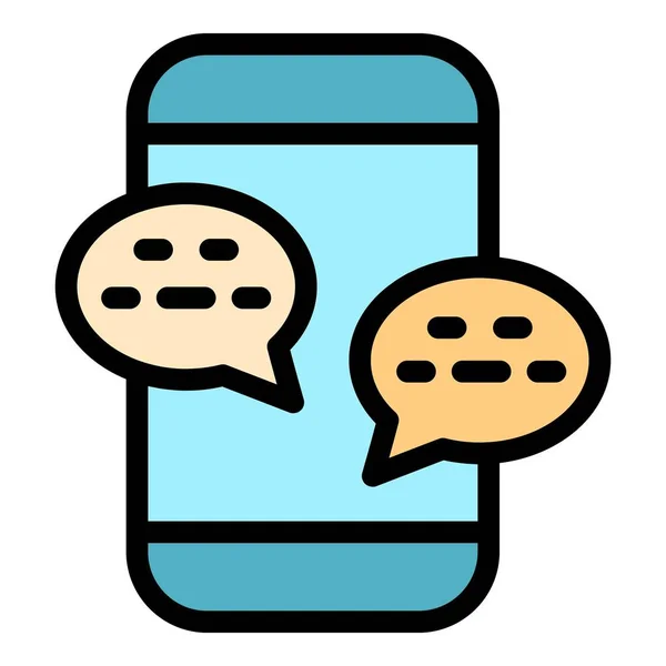 Telefoon chat pictogram kleur overzicht vector — Stockvector
