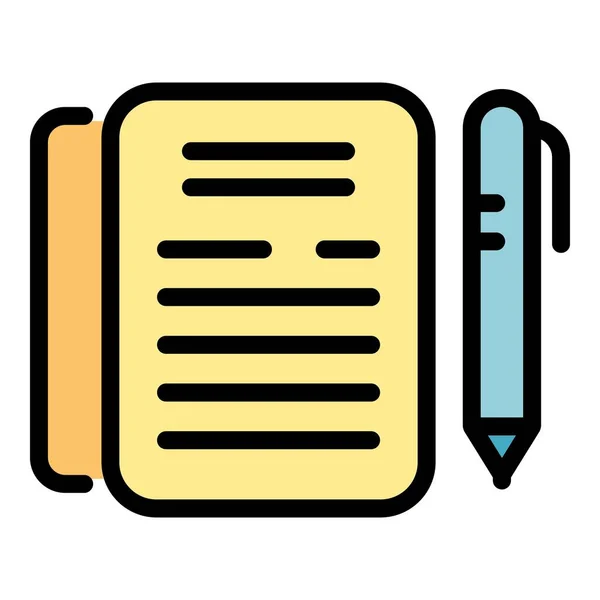 Cuaderno y lápiz icono color contorno vector — Vector de stock