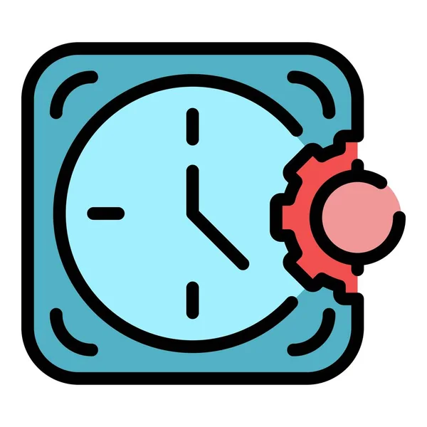 Set working hours icon color outline vector — 스톡 벡터