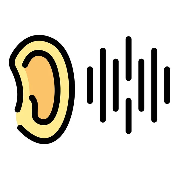 Ear voice recognition icon color outline vector — стоковый вектор