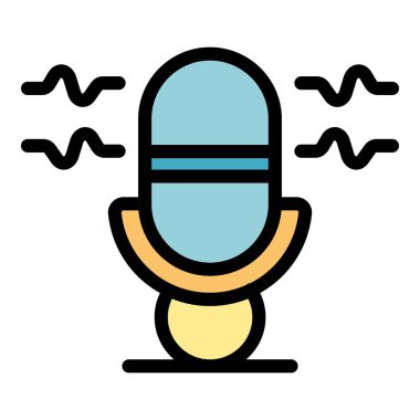 Konuşma kayıt simgesi renk ana hatları vektörü