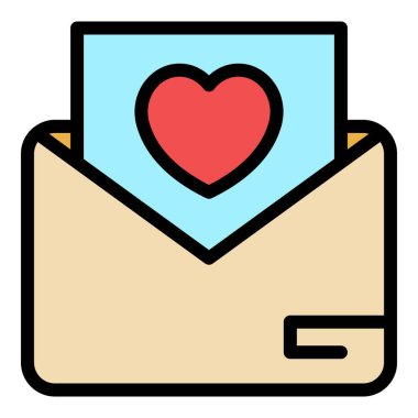 Üye zarf simgesi renk ana hatları vektörü