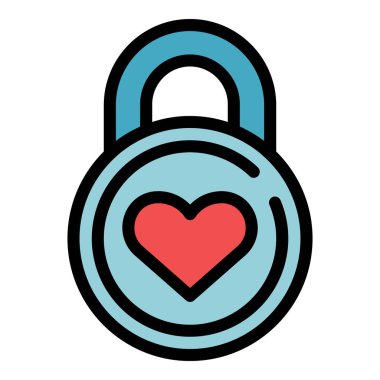 Özsaygı asma kilit simgesi renk ana hatları vektörü