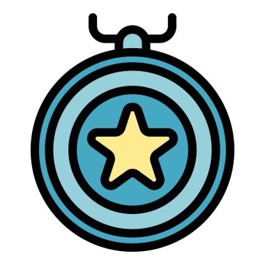 Özsaygı madalyası ikonu renk ana hatları vektörü