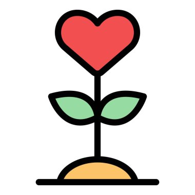 Özsaygı çiçek bitkisi simgesi renk ana hatları vektörü