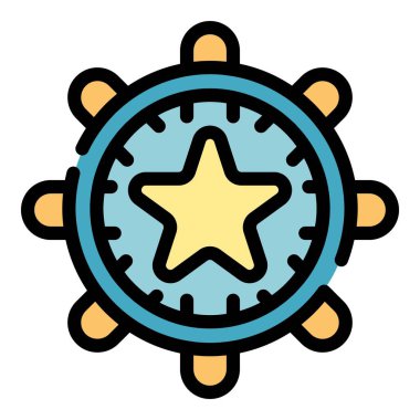 Özsaygı yıldız tekerleği simgesi renk ana hatları vektörü