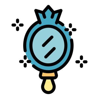 Özsaygı prenses ayna ikonu renk ana hatları vektörü