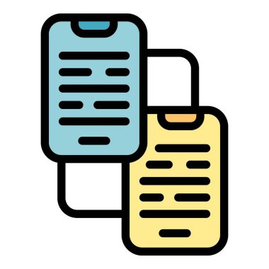 Sosyal proje belgeleri simgesi renk ana hatları vektörü